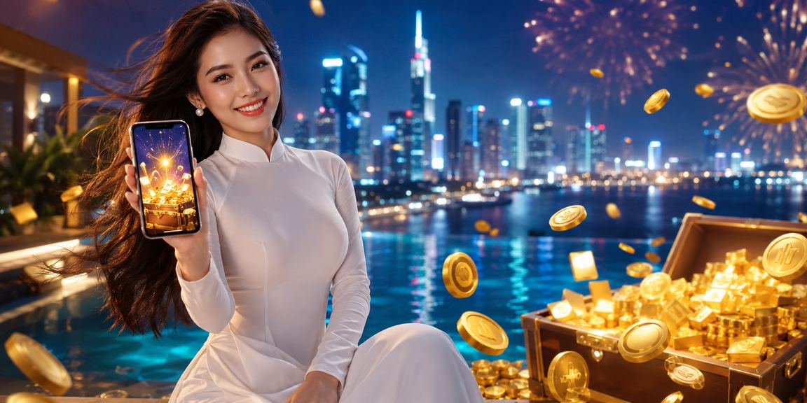 Người dùng tại TP. Hồ Chí Minh trải nghiệm ứng dụng casino trên điện thoại với trang phục áo dài truyền thống